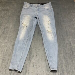 Indigo Poppy Jeans Womens 12 (32x28) Blue Denim Stretch Distressed Skinny Leg